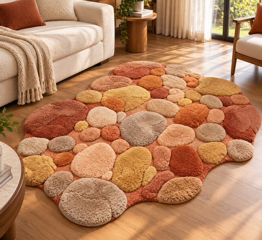 Hand Tufted Wool Rug, Abstract Pebble Design, Luxury Modern Area Rug