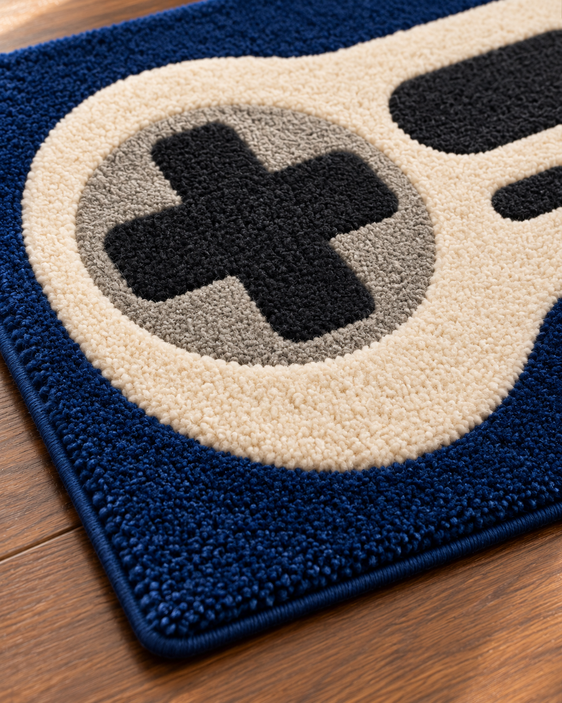 Gaming Controller Hand Tufted Wool Rug – Blue & Cream Gamer Area Rug