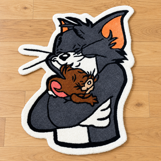 Tom & Jerry Inspired Hand Tufted Wool Rug β Cartoon Character Irregular Shape Rug