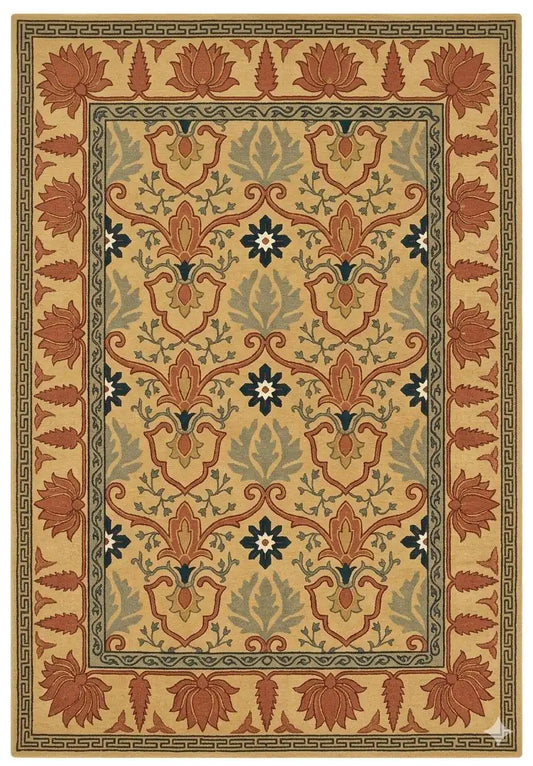 Persian Hand Tufted Wool Carpet 22 | Tree of Life Design | Natural Wool Anti-Skid Latex Backing