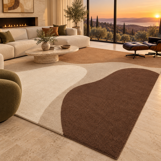 Neutral Abstract Shapes hand-tufted rug, image 1