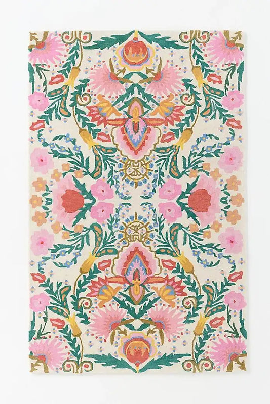 Persian Hand Tufted Wool Carpet 2 | Floral Vine Design | Natural Wool Anti-Skid Latex Backing