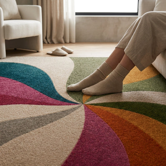 Hand Tufted Transitional Floral Medallion Wool Rug - View 2