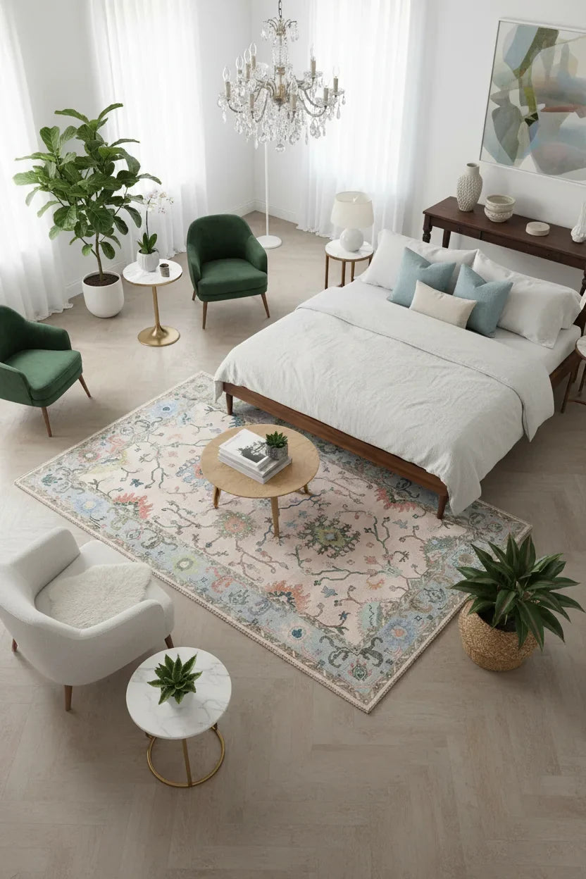 Persian Hand Tufted Wool Carpet 7 | Geometric Design | Natural Wool Anti-Skid Latex Backing – View 7