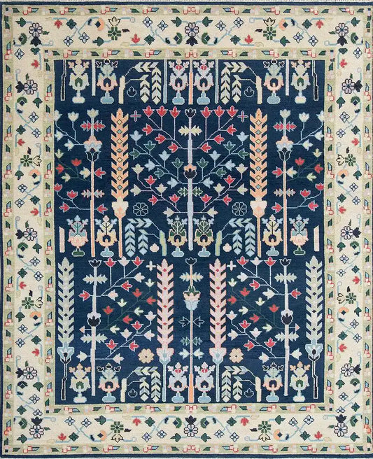 Persian Hand Tufted Wool Carpet 16 | Vase Design | Natural Wool Anti-Skid Latex Backing