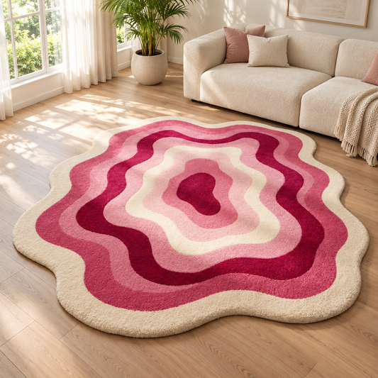 Pink Layered Flower hand-tufted rug, image 1