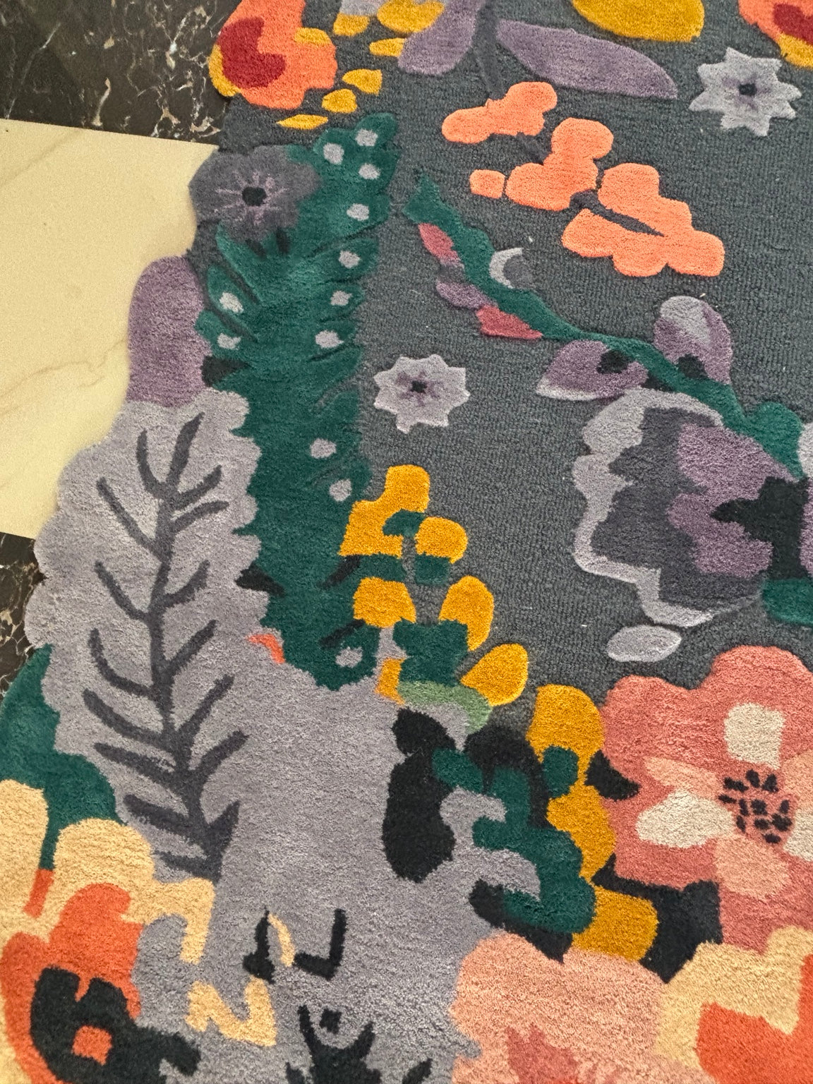 Actual botanical rug detail
