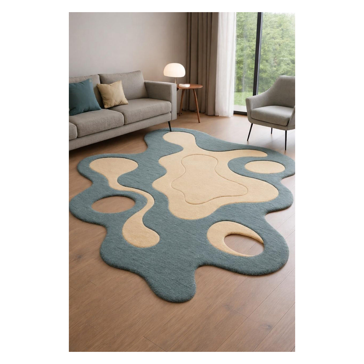 Sky Blue Organic Wavy Freeform Rug