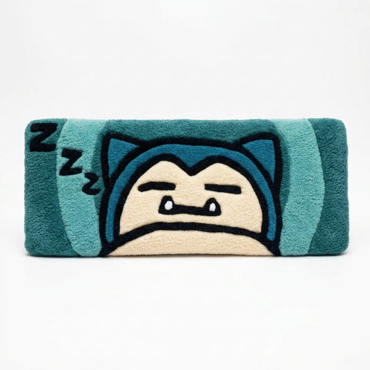 Hand-Tufted Snorlax Keyboard Rug & Wrist Rest | Custom Sleeping Pokémon Plush Desk Mat