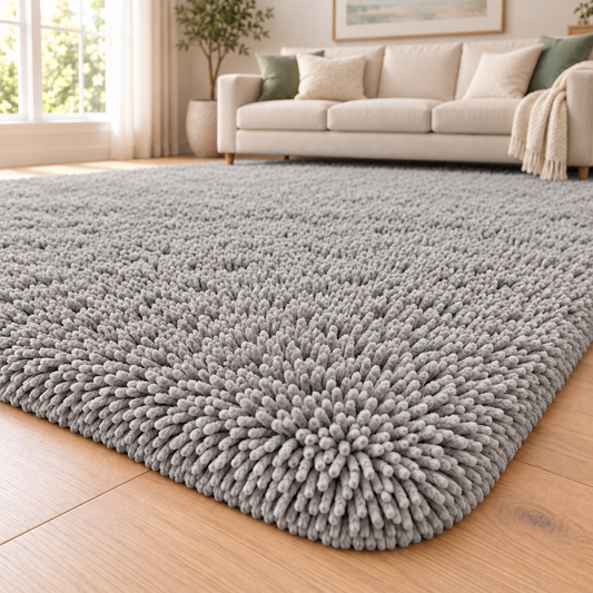 Silver Grey solid shaggy area rug β additional product view