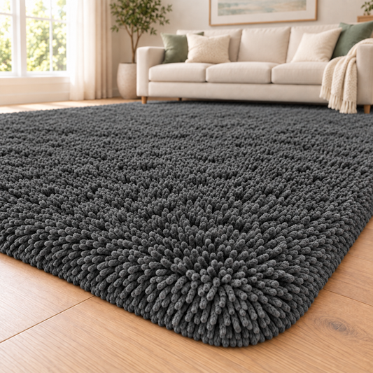 Charcoal Grey solid shaggy area rug β additional product view