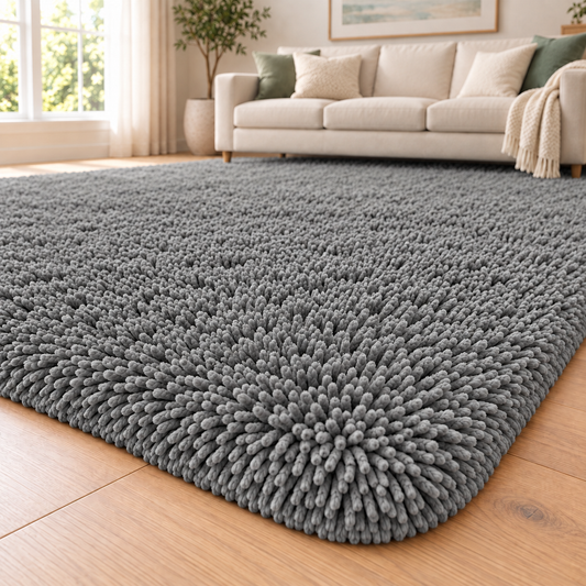 Classic Grey solid shaggy area rug β additional product view