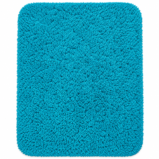 Turquoise Blue shaggy area rug - full rug front view