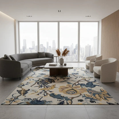 Luxury Hand Tufted Floral Wool Carpet | Vintage Botanical Area Rug with Natural Latex Anti-Skid Backing