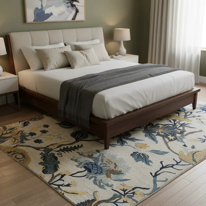 Luxury Hand Tufted Floral Wool Carpet | Vintage Botanical Area Rug with Natural Latex Anti-Skid Backing