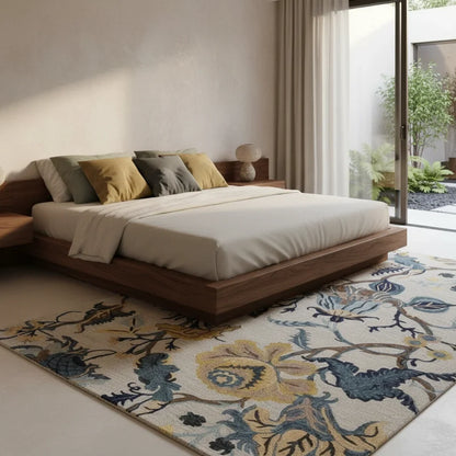 Luxury Hand Tufted Floral Wool Carpet | Vintage Botanical Area Rug with Natural Latex Anti-Skid Backing