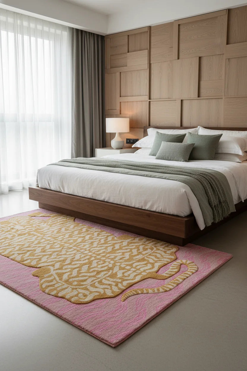 Luxury Hand Tufted Tiger Wool Carpet | Modern Animal Print Area Rug with Natural Latex Anti-Skid Backing