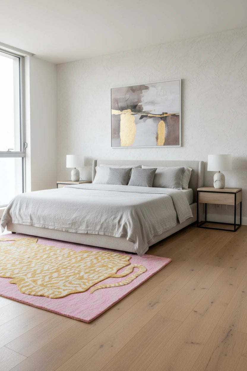 Luxury Hand Tufted Tiger Wool Carpet | Modern Animal Print Area Rug with Natural Latex Anti-Skid Backing