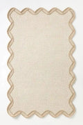 Luxury Hand Tufted Solid Wool Carpet | Scalloped Border Area Rug with Natural Latex Anti-Skid Backing