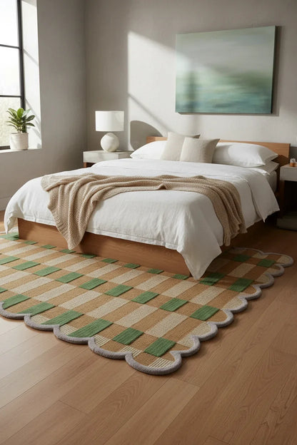 Bohemian Hand Tufted Wool Carpet | Handmade Boho Rug with Natural Latex Anti-Skid Backing