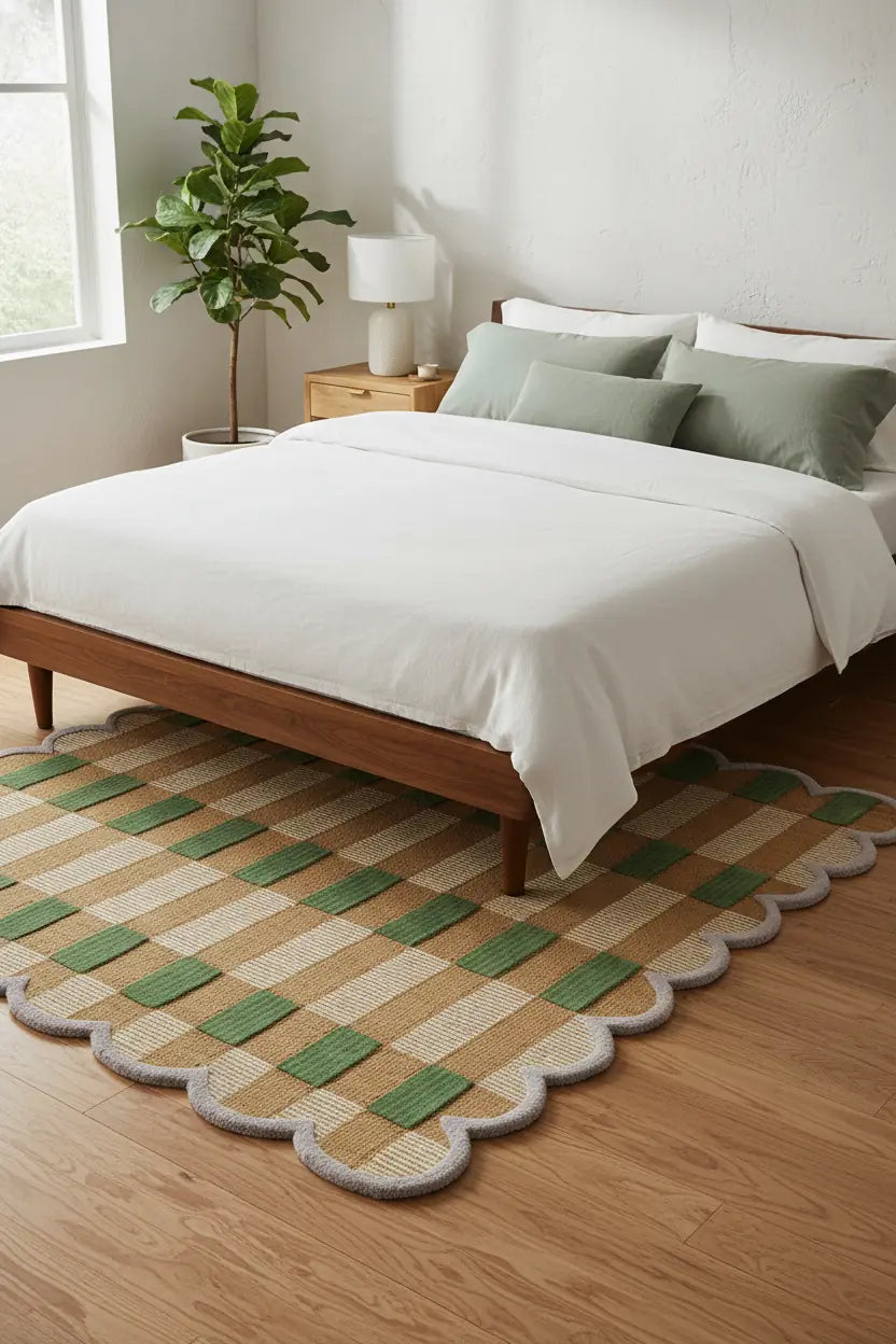 Bohemian Hand Tufted Wool Carpet | Handmade Boho Rug with Natural Latex Anti-Skid Backing