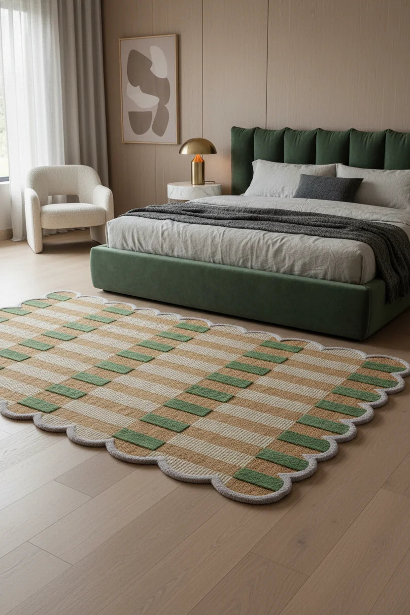 Bohemian Hand Tufted Wool Carpet | Handmade Boho Rug with Natural Latex Anti-Skid Backing