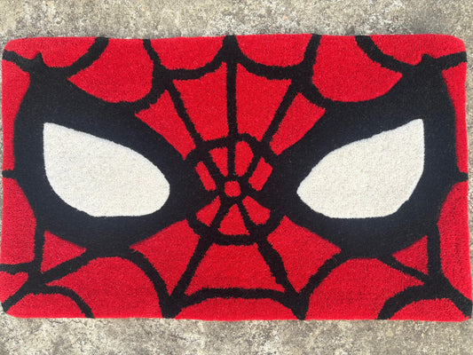 Hand-Tufted Red & Black Spiderweb Statement Rug | Handmade Decorative Area Rug