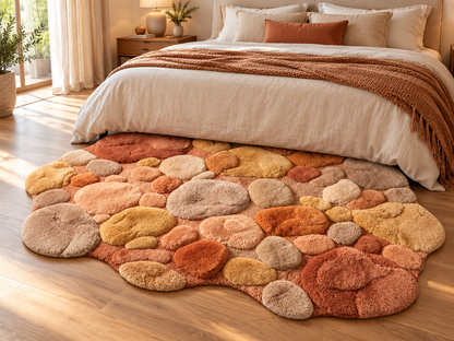 Hand Tufted Wool Rug, Abstract Pebble Design, Luxury Modern Area Rug