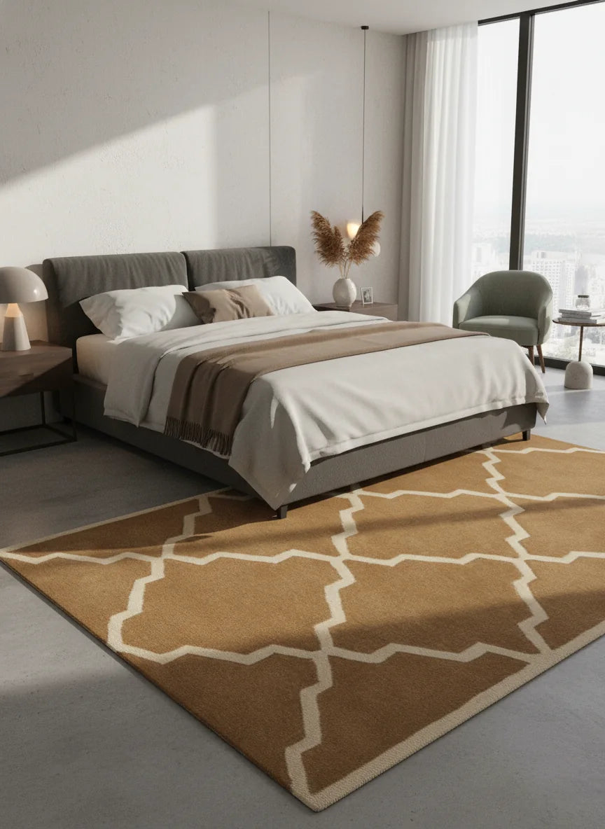 Geometric Hand Tufted Wool Rug | Modern Pattern Area Rug with Natural Latex Anti-Skid Backing