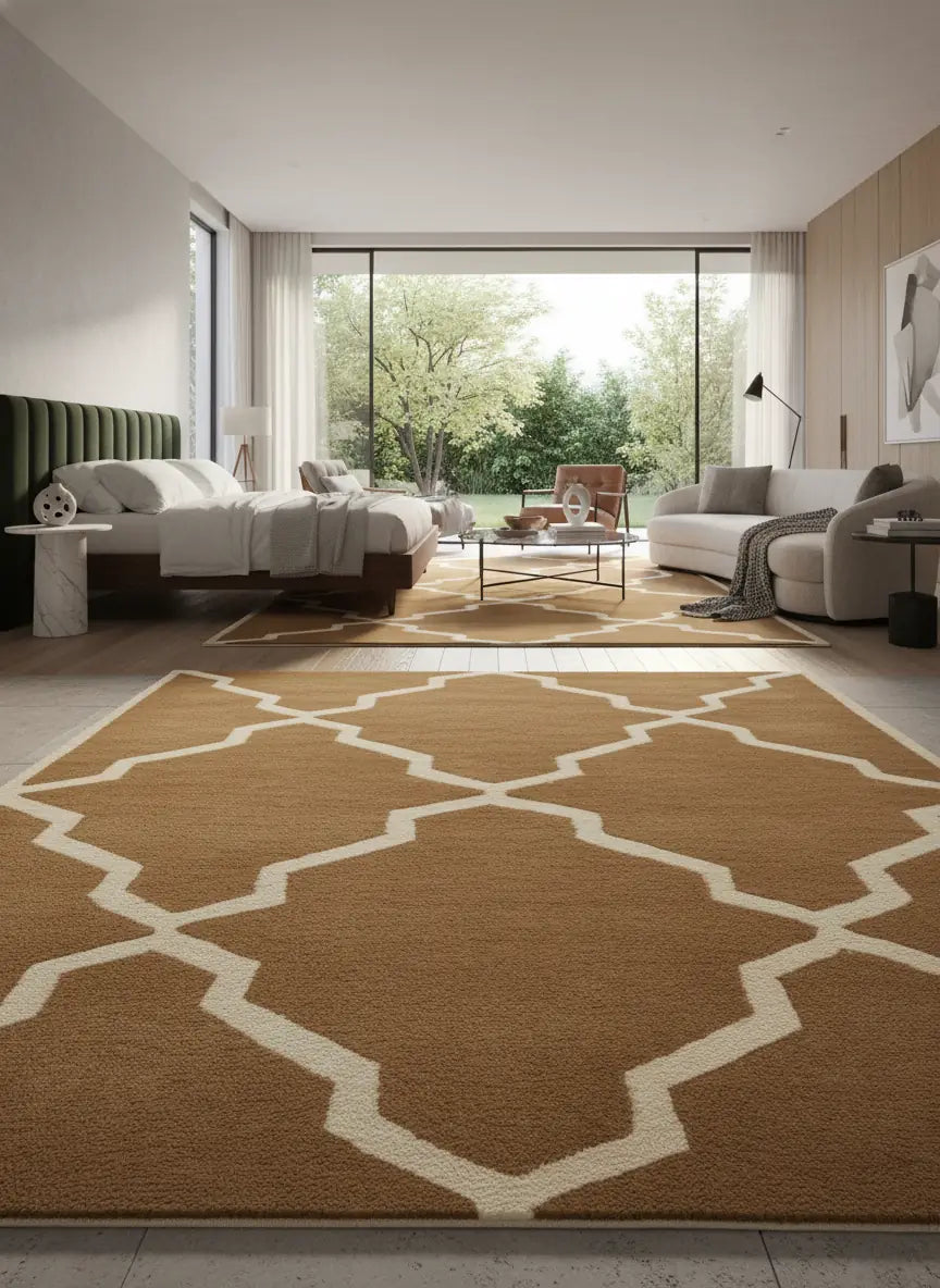 Geometric Hand Tufted Wool Rug | Modern Pattern Area Rug with Natural Latex Anti-Skid Backing