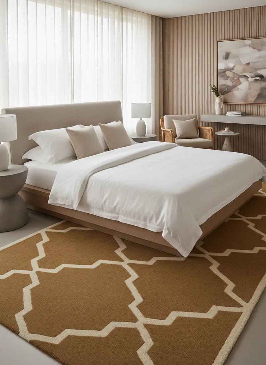 Geometric Hand Tufted Wool Rug | Modern Pattern Area Rug with Natural Latex Anti-Skid Backing
