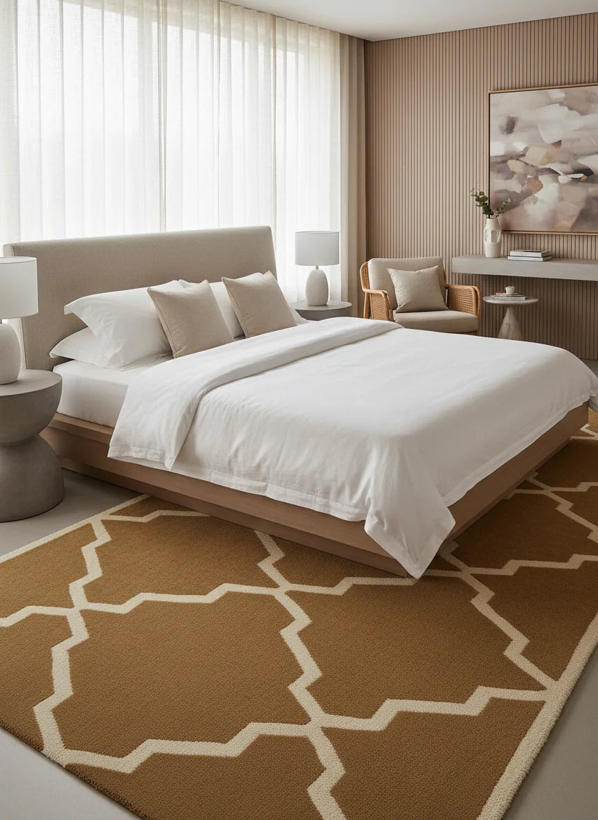 Geometric Hand Tufted Wool Rug | Modern Pattern Area Rug with Natural Latex Anti-Skid Backing