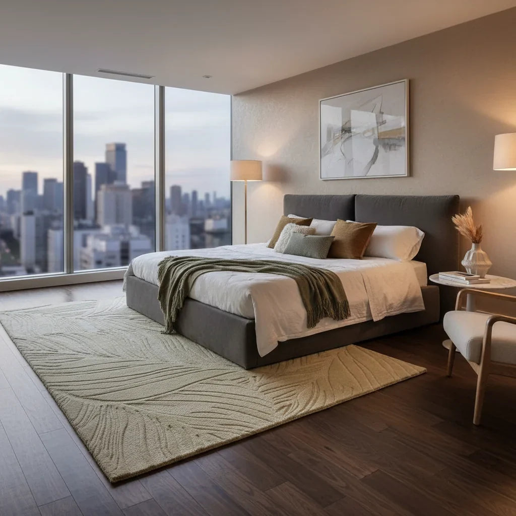 Handcrafted Tufted Wool Area Rug | Premium Natural Wool Rug with Anti-Skid Latex Backing