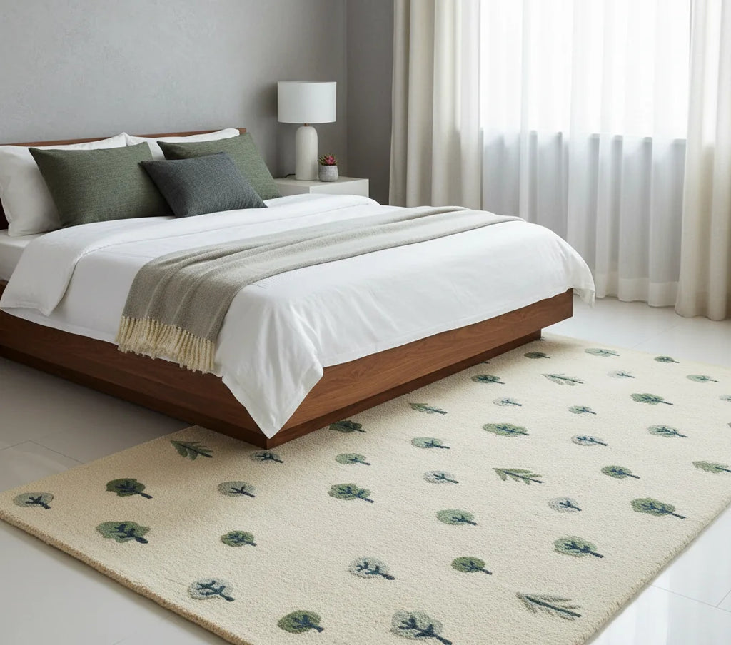 Luxury Hand Tufted Floral Wool Rug | Premium Handmade Carpet with Natural Latex Anti-Skid Backing