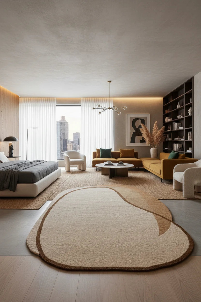 Modern Hand Tufted Wool Area Rug | Handmade Wool Carpet with Natural Latex Anti-Skid Backing