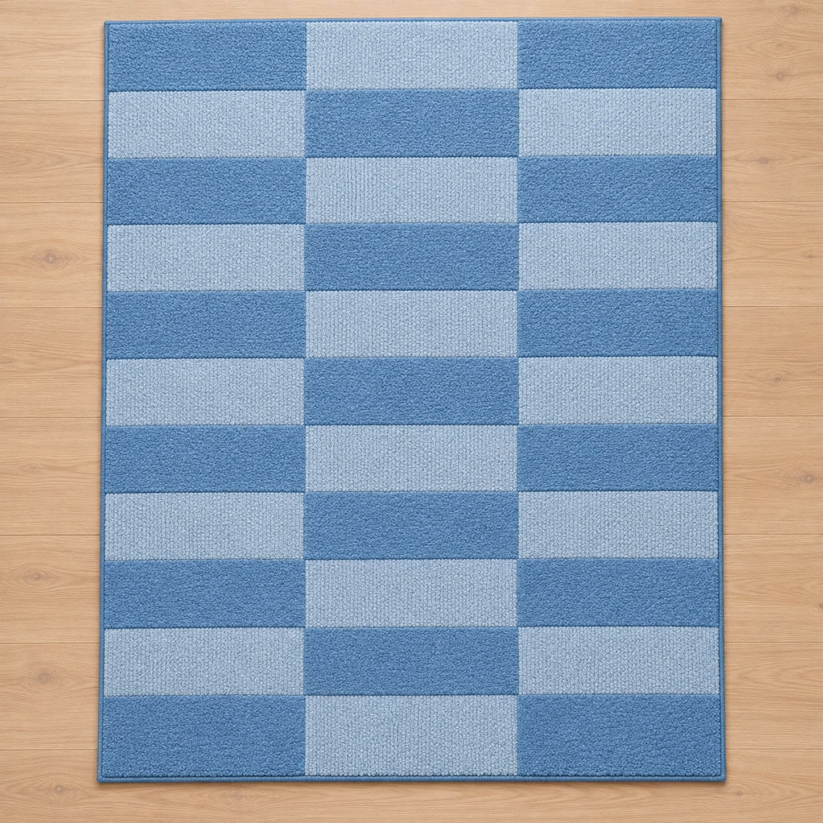 Blue Checkerboard Hand Tufted Wool Rug – Light Blue Geometric Area Rug