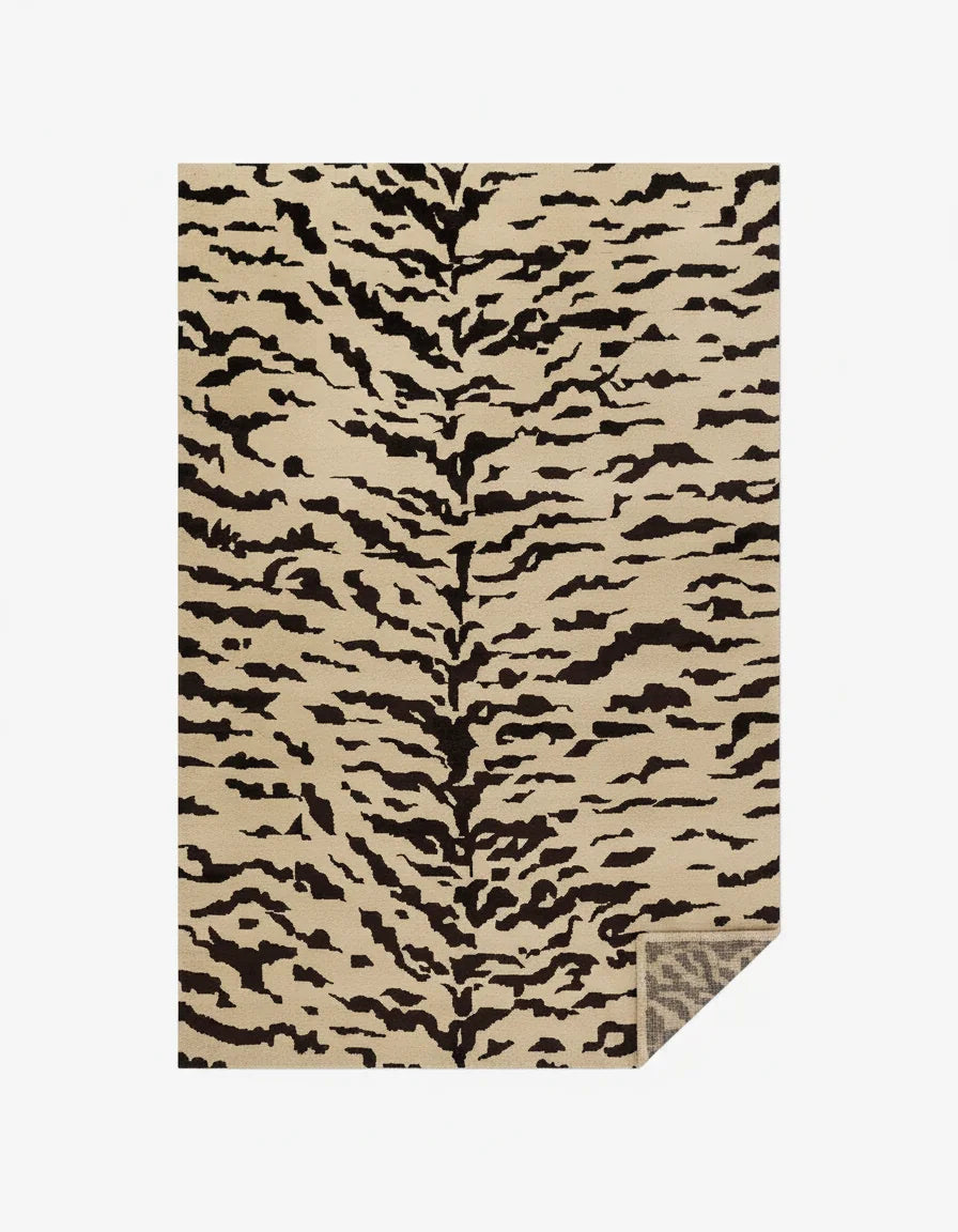 Luxury Hand Tufted Tiger Print Wool Carpet | Modern Animal Pattern Rug with Natural Latex Anti-Skid Backing