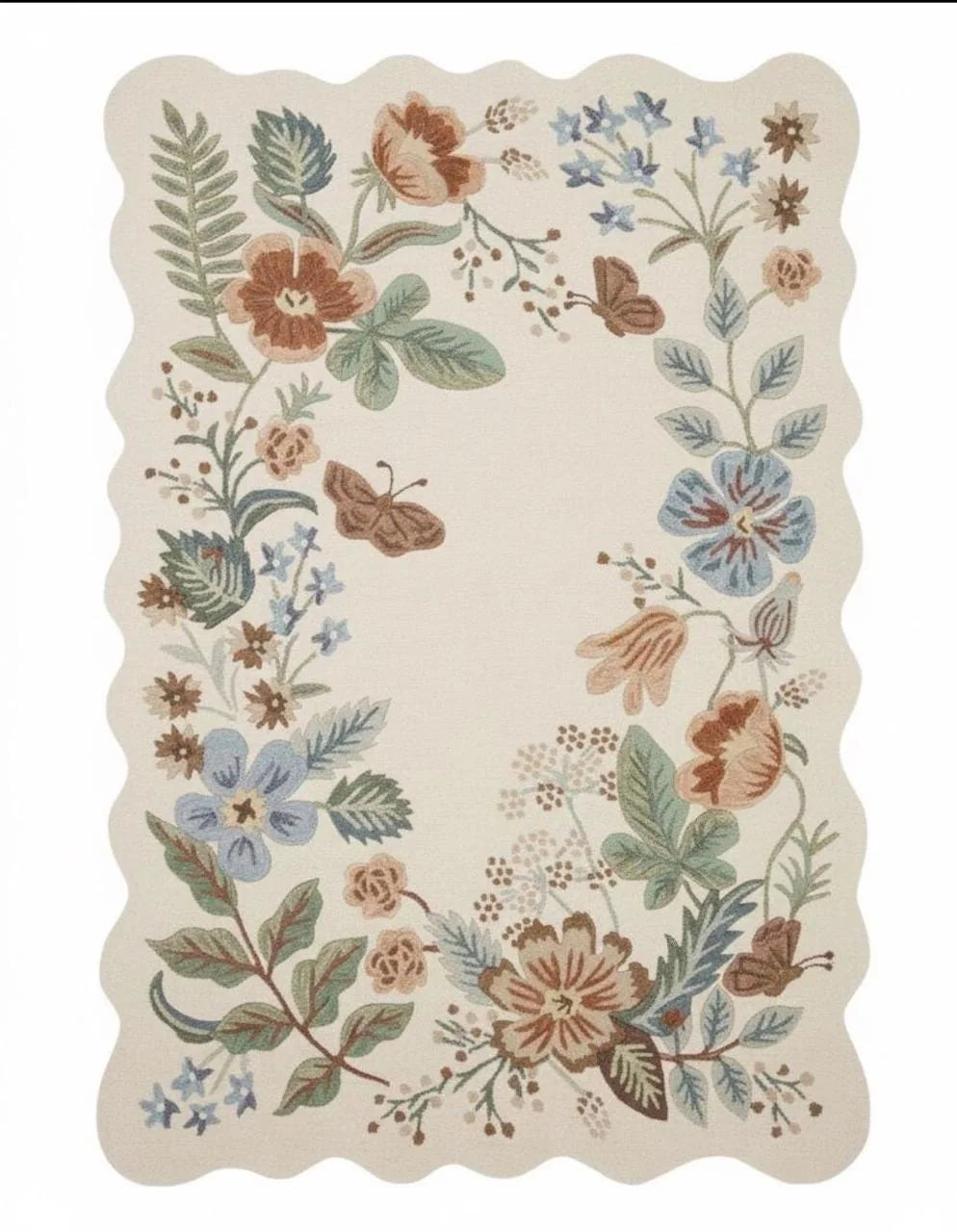 Luxury Hand Tufted Floral Wool Carpet | Botanical Area Rug with Natural Latex Anti-Skid Backing