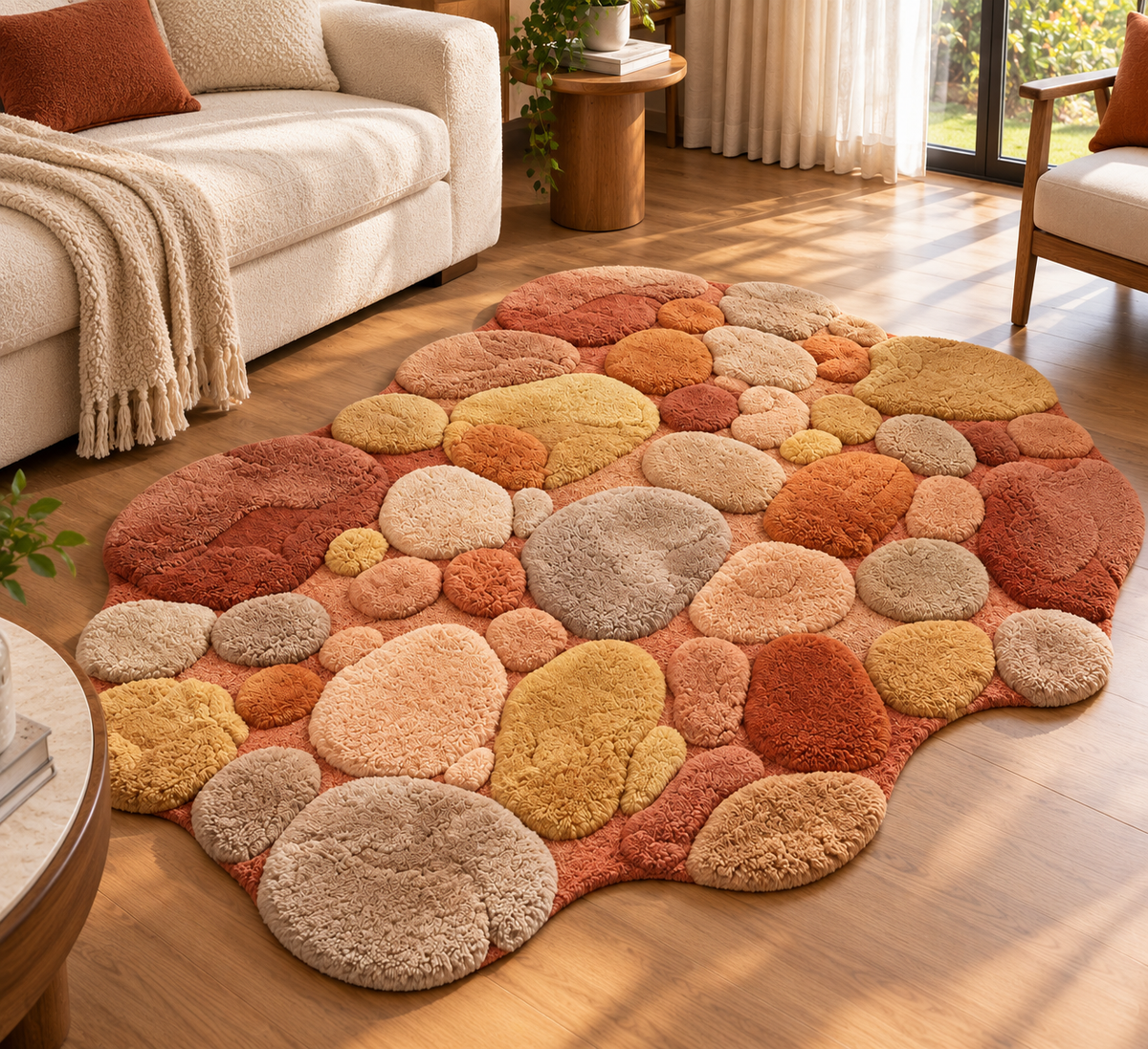Hand Tufted Wool Rug, Abstract Pebble Design, Luxury Modern Area Rug