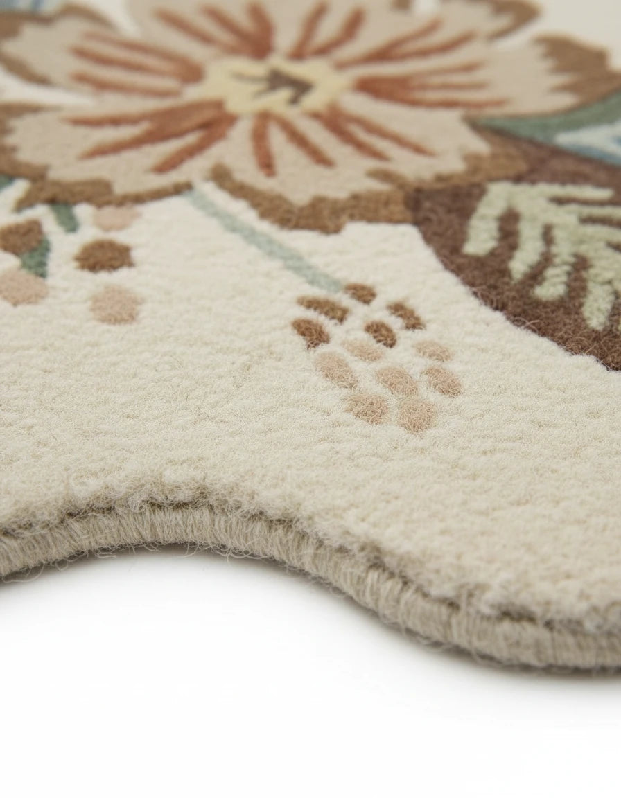 Luxury Hand Tufted Floral Wool Carpet | Botanical Area Rug with Natural Latex Anti-Skid Backing