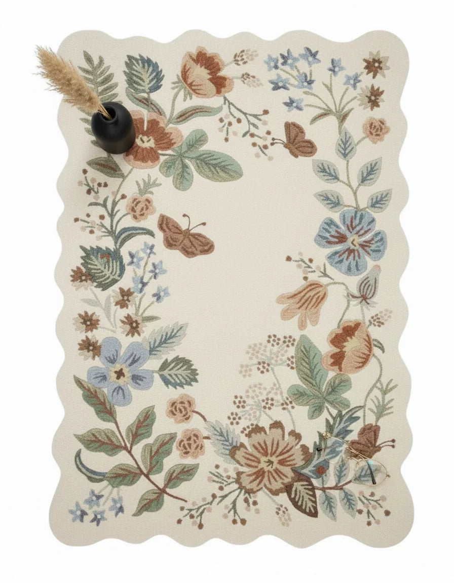 Luxury Hand Tufted Floral Wool Carpet | Botanical Area Rug with Natural Latex Anti-Skid Backing