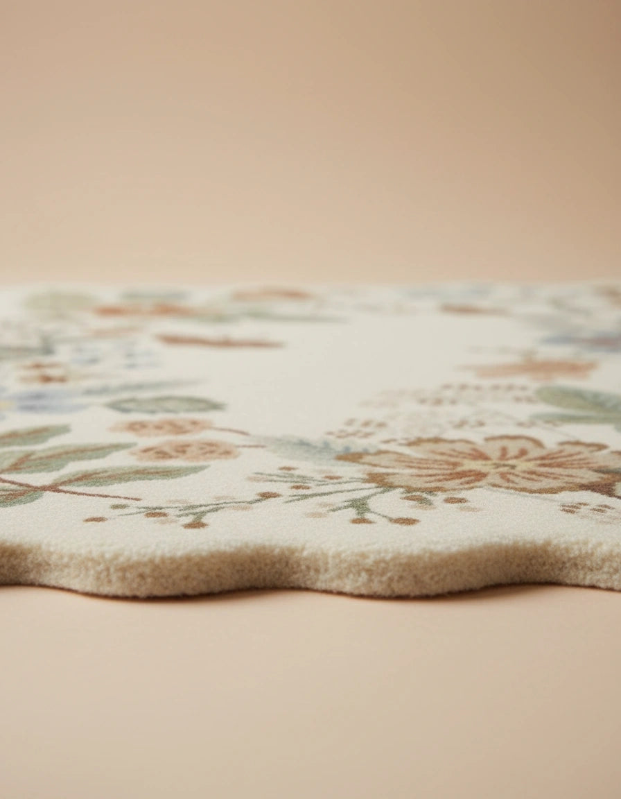 Luxury Hand Tufted Floral Wool Carpet | Botanical Area Rug with Natural Latex Anti-Skid Backing