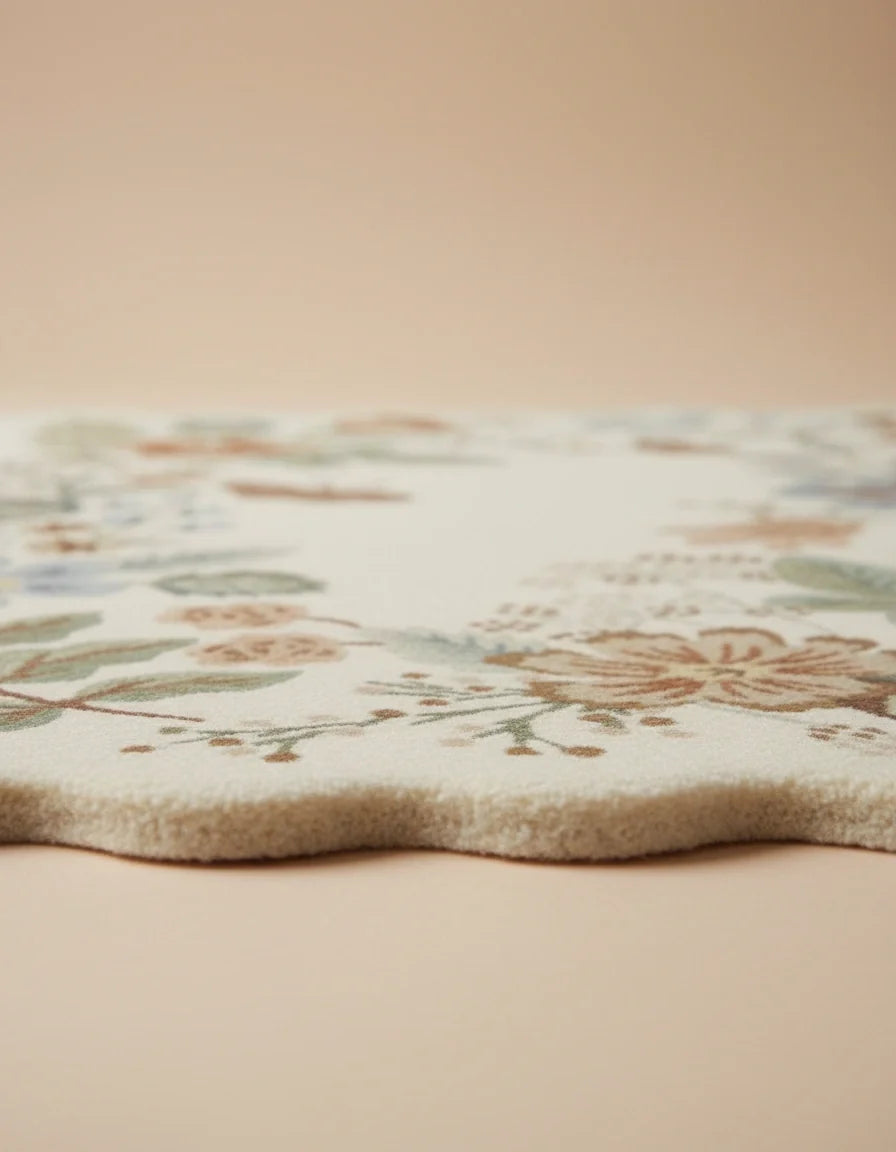 Luxury Hand Tufted Floral Wool Carpet | Botanical Area Rug with Natural Latex Anti-Skid Backing