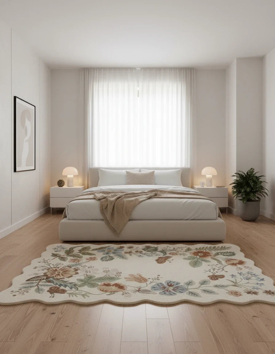 Luxury Hand Tufted Floral Wool Carpet | Botanical Area Rug with Natural Latex Anti-Skid Backing