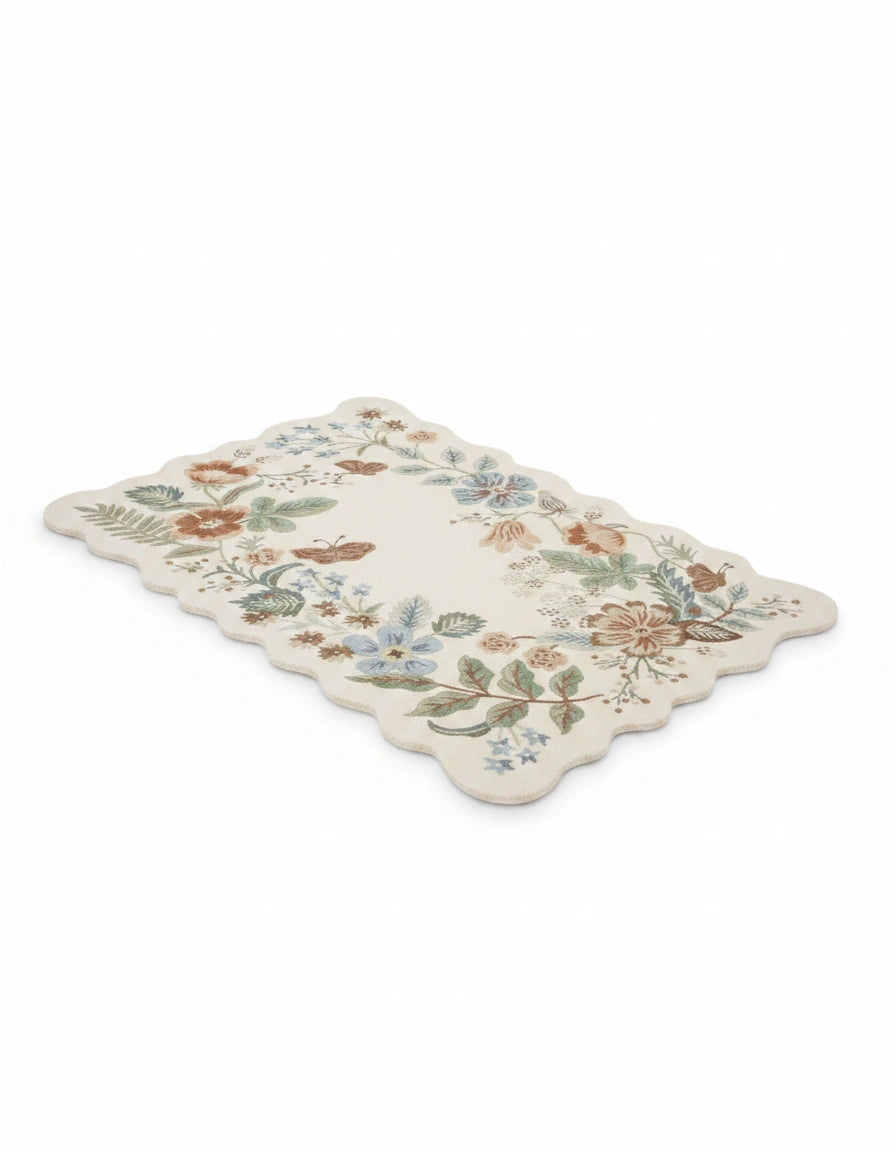 Luxury Hand Tufted Floral Wool Carpet | Botanical Area Rug with Natural Latex Anti-Skid Backing