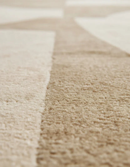 Luxury Hand Tufted Modern Abstract Wool Carpet | Minimalist Beige Area Rug with Natural Latex Anti-Skid Backing