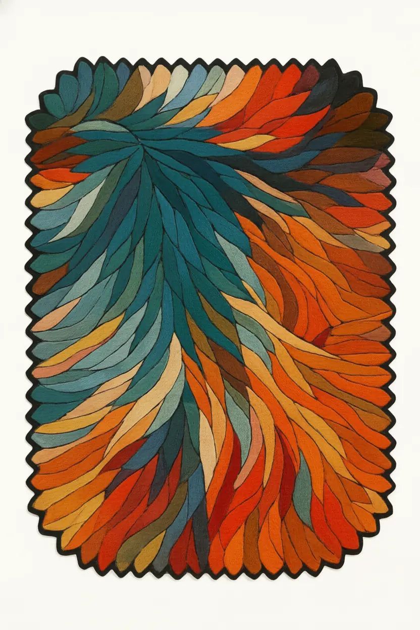 Luxury Hand Tufted Abstract Leaf Wool Carpet | Multicolor Designer Rug with Natural Latex Anti-Skid Backing