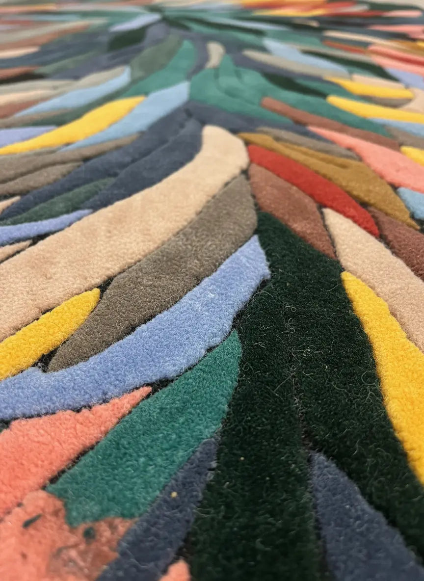 Luxury Hand Tufted Abstract Leaf Wool Carpet | Modern Designer Rug with Natural Latex Anti-Skid Backing