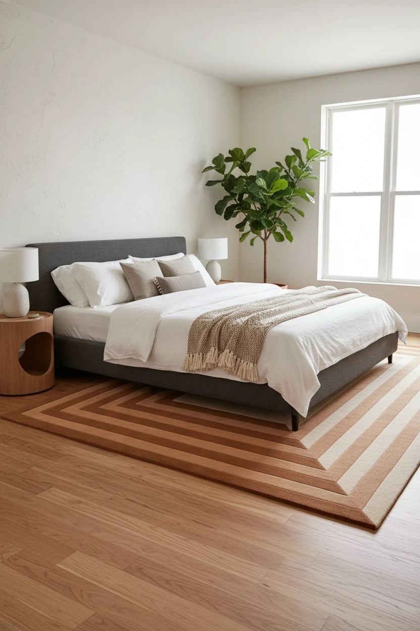 Luxury Hand Tufted Geometric Wool Carpet | Modern Border Area Rug with Natural Latex Anti-Skid Backing