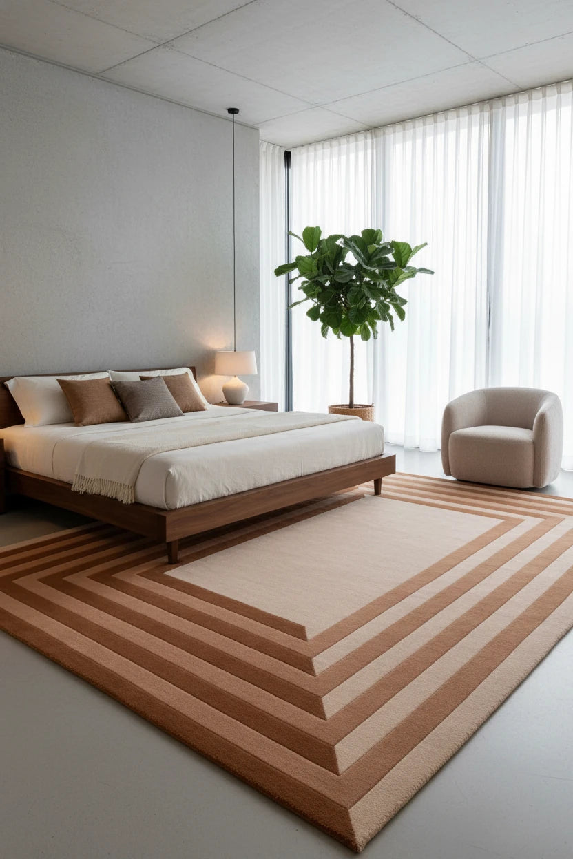 Luxury Hand Tufted Geometric Wool Carpet | Modern Border Area Rug with Natural Latex Anti-Skid Backing